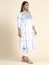 Hand embroidery Chikankari V neck Anarkali Dress | Long Kurti in Cotton For Women